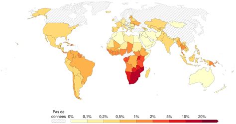 Carte du monde illustrant la prévalence de la diarrhée dans différentes régions