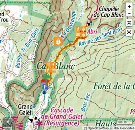 Carte des sentiers historiques et paysages de Cap Blanc et Grand Galet