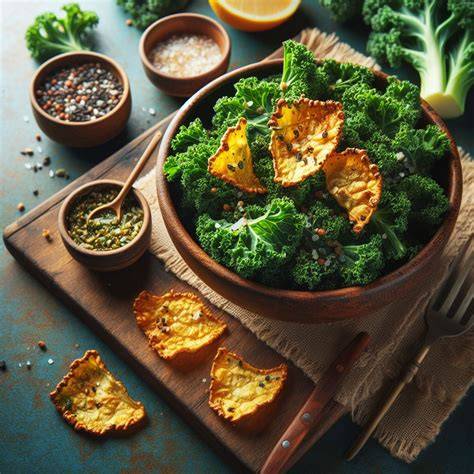 Kale croustillant en chips dorées