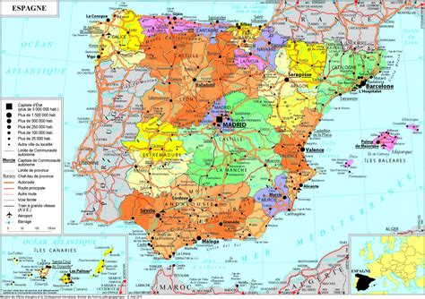 Carte de l'Espagne montrant les liaisons vers Alicante depuis d'autres villes