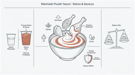 Infographie: Schéma de la marinade et des étapes de préparation