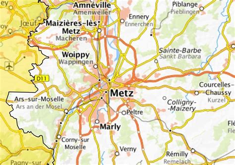 Carte régionale: Thionville et environs, zones d’implantation des chocolatiers artisanaux