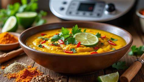 Infographie: Schéma de cuisson du dhal au Thermomix et étapes clés