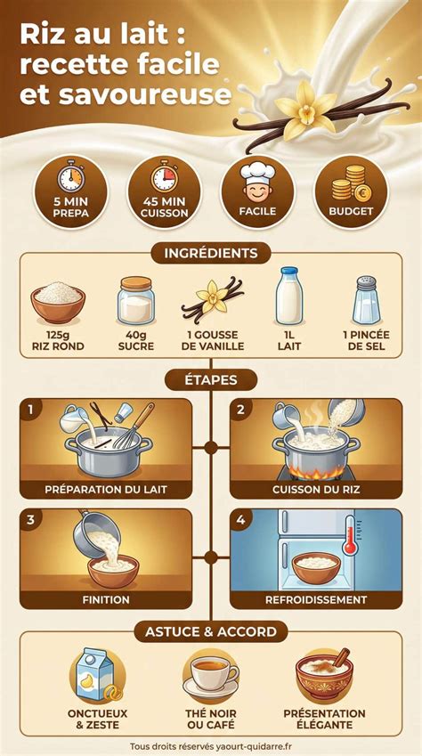 Infographie: Choix du riz, lait et chocolat pour riz au lait au chocolat