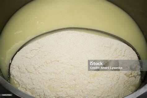 Cuve avec levain et caillé en formation