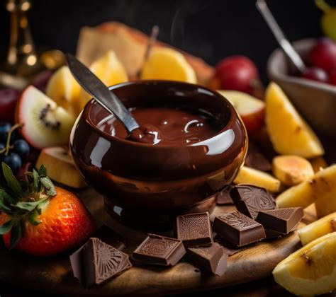 Image d'un caquelon à fondue au chocolat fumant