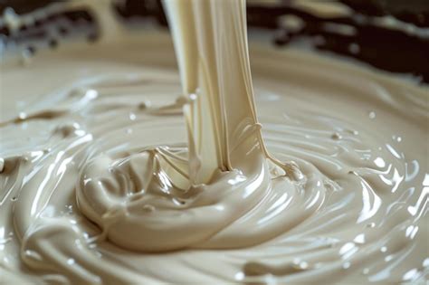 Vue rapprochée d'un mélange de chocolat blanc fondu et de crêpes dentelles émiettées.