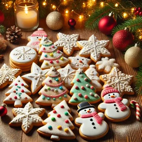 Assortiment de sablés de Noël décorés