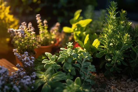 Plantes aromatiques et éclairage réfléchi