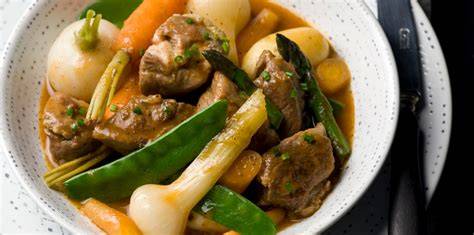 Navarin printanier - schéma de cuisson et répartition des ingrédients