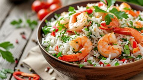 Bol de riz basmati avec poulet et crevettes