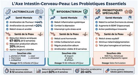 Schéma de l’axe intestin-peau et impact des probiotiques