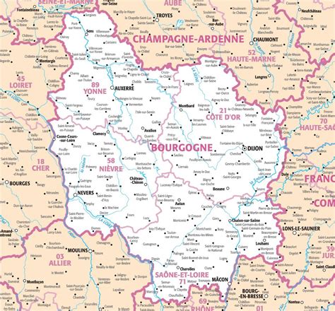 Illustration: Carte historique de la Bourgogne et des routes du commerce médiéval