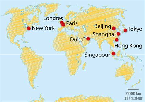 Carte indiquant les localisations des grandes compétitions pâtissières internationales