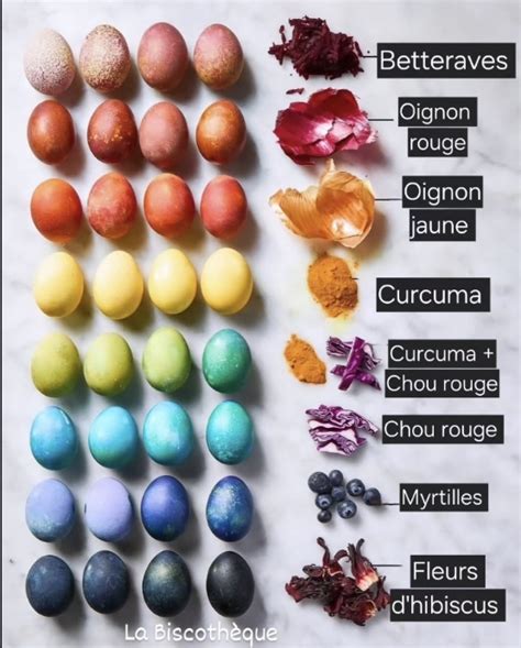 Infographie sur les ingrédients pour colorer les œufs naturellement