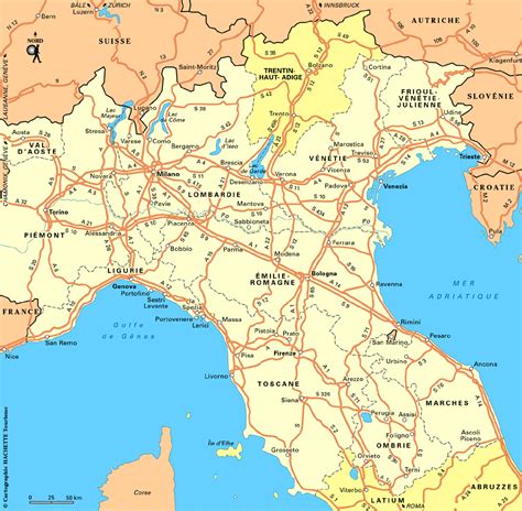 Carte de l'Italie du Nord-Est