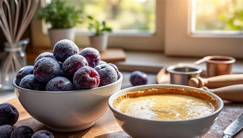 Schéma du montage des prunes dans les moelleux et la crème