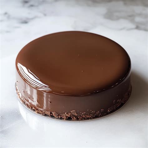 Illustration d'un bavarois chocolat avec un glaçage miroir brillant