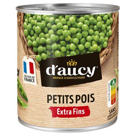 Diagramme: Parcours d’un petit pois BIO d’aucy (champ → boîte)