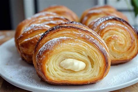 Pâte feuilletée dorée et crème pâtissière