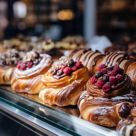 Pâtisseries fines exposées dans une vitrine