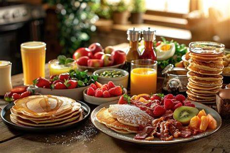 Tableau des stations du brunch dominical et exemples de plats