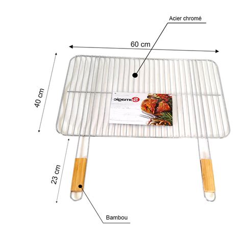 Schéma d'une grille de barbecue avec ses dimensions