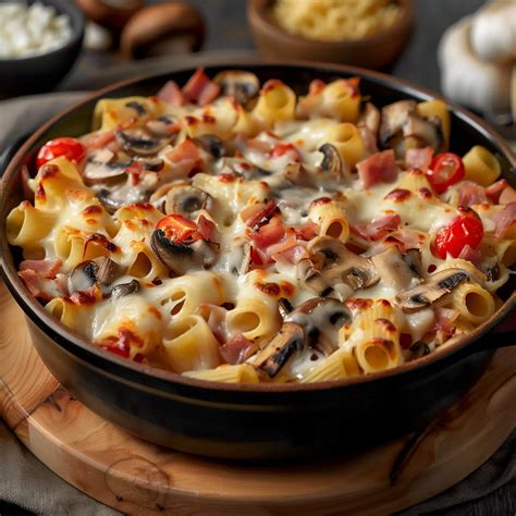 Plat de macaronis au fromage avec des lardons