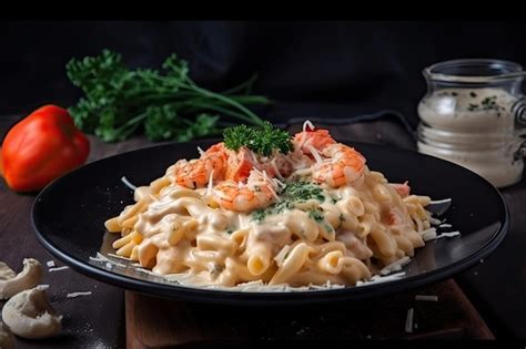 Pâtes trofie servies avec une sauce crémeuse et des herbes