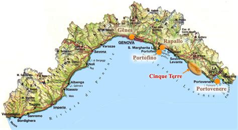 Carte de la région Ligurie en Italie