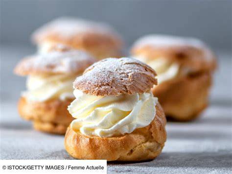 Infographie: cycle de fabrication du chou à la crème, de la pâte au craquelin et à la garniture