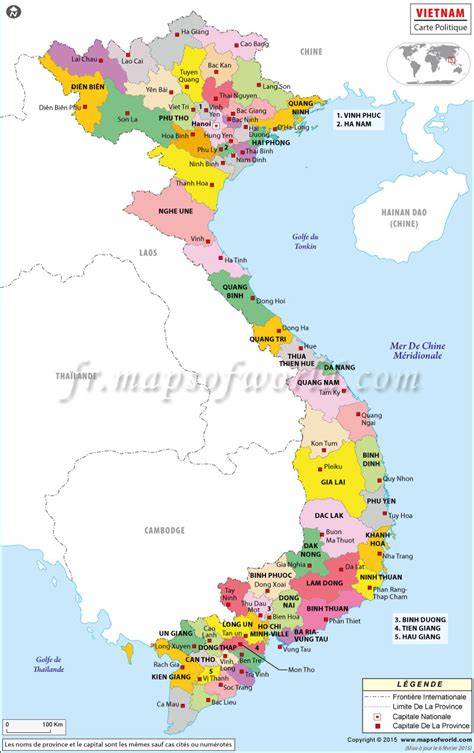 Carte illustrant le Vietnam et les régions du Pho