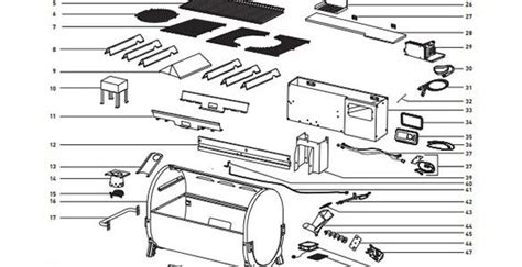 Vue éclatée d'un barbecue en inox montrant la cuve, les grilles et les supports