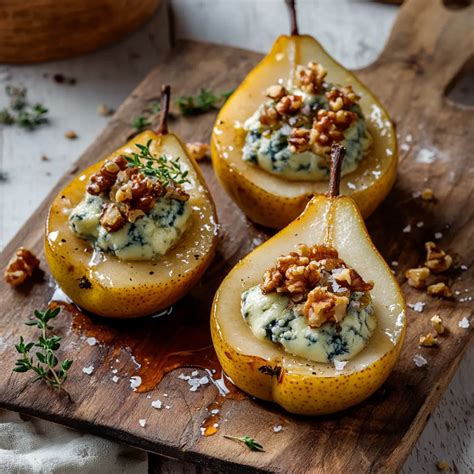 Assortiment de poires farcies avec différentes garnitures