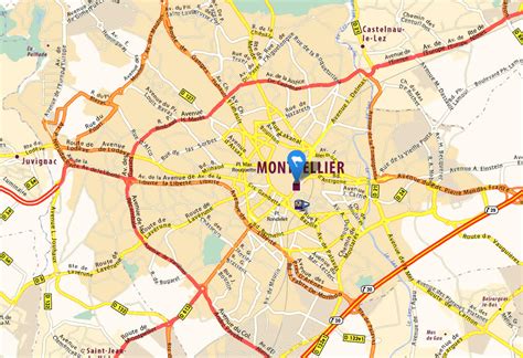 Carte de Montpellier indiquant la localisation des boutiques Cabiron