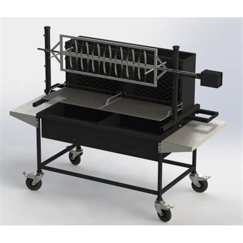 Diagramme montrant la modularité d'un barbecue professionnel, avec foyers horizontal et vertical