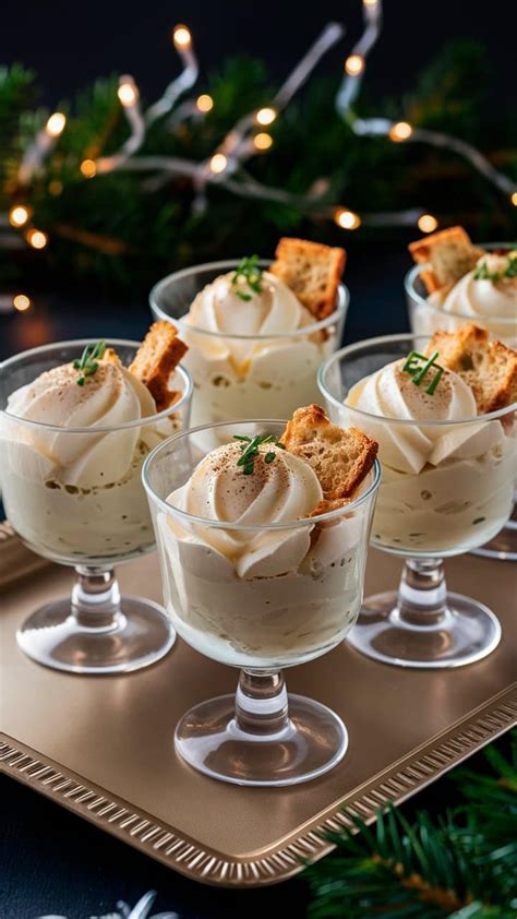 Verrines mousse de boudin blanc et croûtons