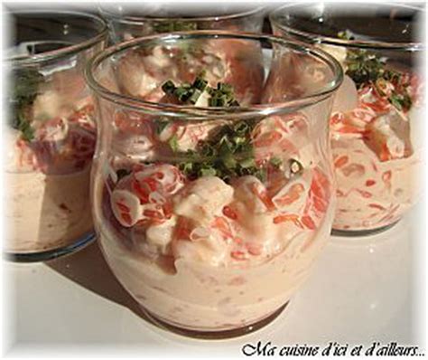 Schéma de préparation d'une verrine crevettes-pamplemousse