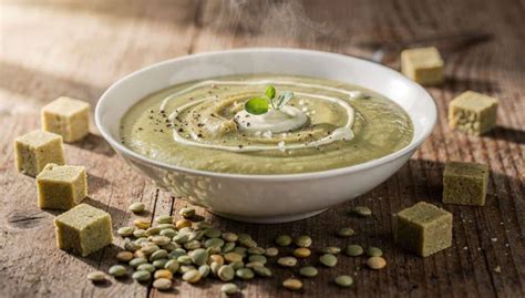 image de velouté de pois cassés et garnitures