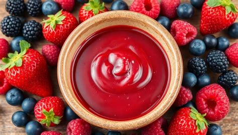 Bol rempli de fruits rouges mélangés pour faire un coulis