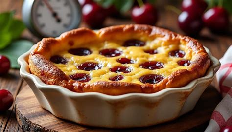 Flèche montrant une cuisson idéale et texture moelleuse du clafoutis