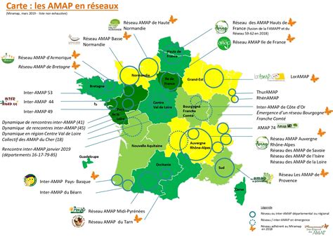 Carte des circuits courts régionaux et AMAP