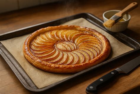 Tarte aux pommes caramélisée dans une assiette
