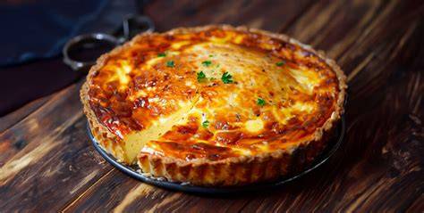 Schéma pas-à-pas de la préparation d'une quiche soufflée au fromage