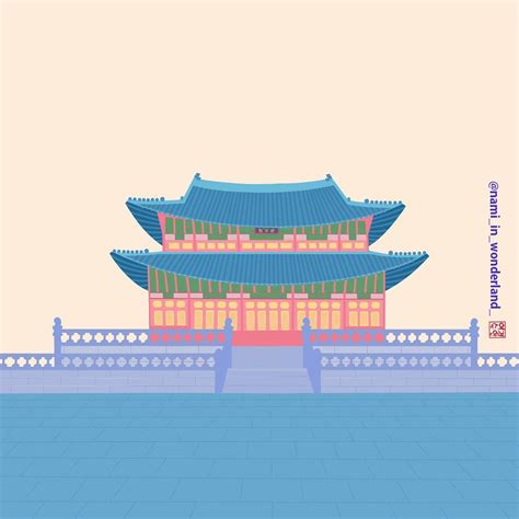 Illustration d'un palais coréen traditionnel