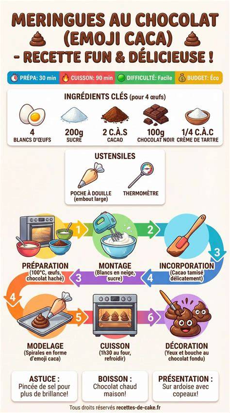 meringues au chocolat infographie étapes cuisson