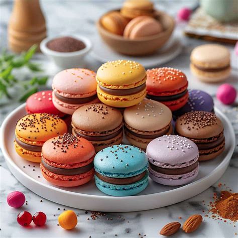 Une sélection variée de macarons colorés