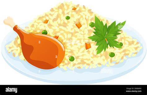 illustration poulet braisé et riz