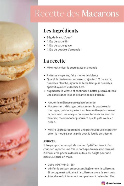 Ingrédients pour macarons