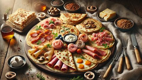 Un assortiment de crêpes salées sur une plancha